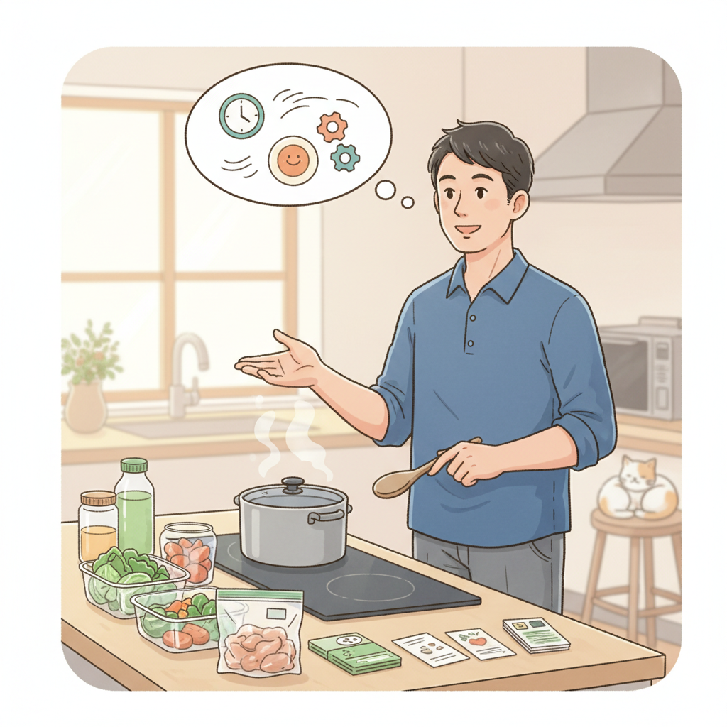 #h1 忙しい毎日でも続けやすい、時短料理のコツ完全ガイド|手間を減らしておいしく作る方法
ウェブ検索そのものはこの場で実行できませんが、検索上位を狙いやすく、かつ検索意図に自然に合うようにタイトルをSEO視点で設計すると、上記のような形が有力です。
ほかにも候補を出すなら、以下のようなタイトルも考えられます。
##h2 SEOを意識したタイトル候補
###h3 候補1
#h1 時短料理のコツを徹底解説|忙しい一人暮らしでも簡単に続く工夫まとめ
###h3 候補2
#h1 時短料理がラクになるコツとは?買い物・下ごしらえ・調理の効率アップ術
###h3 候補3
#h1 時短料理のコツ大全|平日のごはん作りをラクにする簡単アイデア集
###h3 候補4
#h1 料理の時短はコツで変わる|忙しい人のための簡単テクニックと習慣
###h3 おすすめの本命タイトル
#h1 忙しい毎日でも続けやすい、時短料理のコツ完全ガイド|手間を減らしておいしく作る方法
##h2 このタイトルが強い理由
###h3 検索キーワードを自然に含めている
「時短」「料理」「コツ」を不自然にならない形で入れていて、検索エンジンにも読者にも伝わりやすいです。
###h3 検索意図が広く拾える
「完全ガイド」「手間を減らす」「おいしく作る」と入れることで、
単なるテクニックだけでなく、実用的で満足度の高い記事だと伝わります。
###h3 クリックされやすい
「忙しい毎日でも続けやすい」という言い回しで、30代独身男性のような忙しい層にも刺さりやすくしています。
###h3 競合タイトルと差別化しやすい
ありがちな「簡単○選」「すぐできる時短料理」よりも、生活に定着するニュアンスを持たせているので、似た印象になりにくいです。
##h2 次にできること
続けて必要であれば、次のどちらかをそのまま作れます。
###h3 1
この記事タイトルに合わせたSEO構成案
###h3 2
実際の本文作成
必要なら次に、
**「検索意図を踏まえた見出し構成」** を作ります。