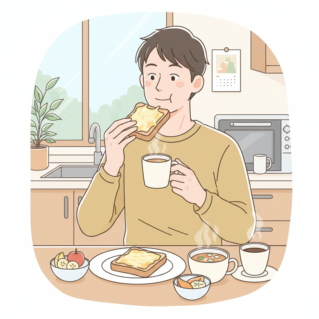 #h1 忙しい朝でも続く。時短朝食のコツとラクに整う簡単アイデア集