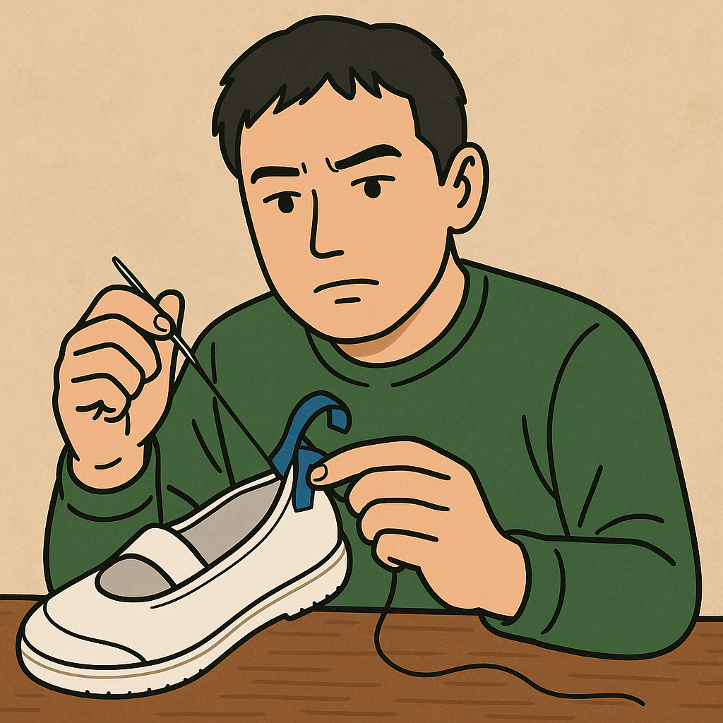 <h1>上履きのかかと紐を手縫いで直す方法｜取れた・ない時にやさしく補修するコツ</h1>