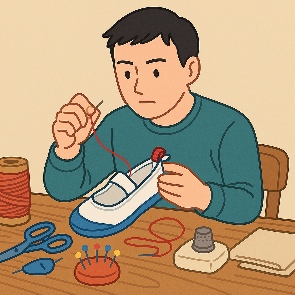 <h1>上履きのかかと紐を手縫いで直す方法｜取れた・ない時にやさしく補修するコツ</h1>