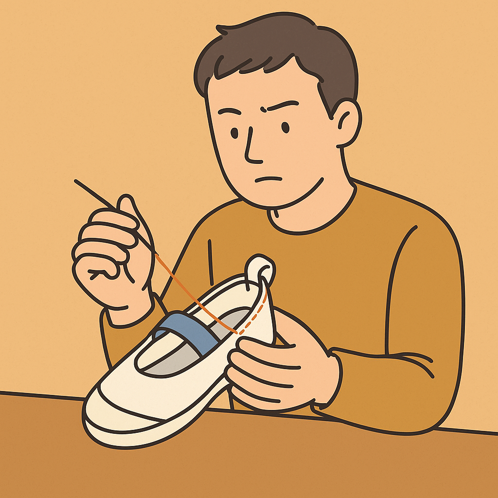 <h1>上履きのかかと紐を手縫いで直す方法｜取れた・ない時にやさしく補修するコツ</h1>