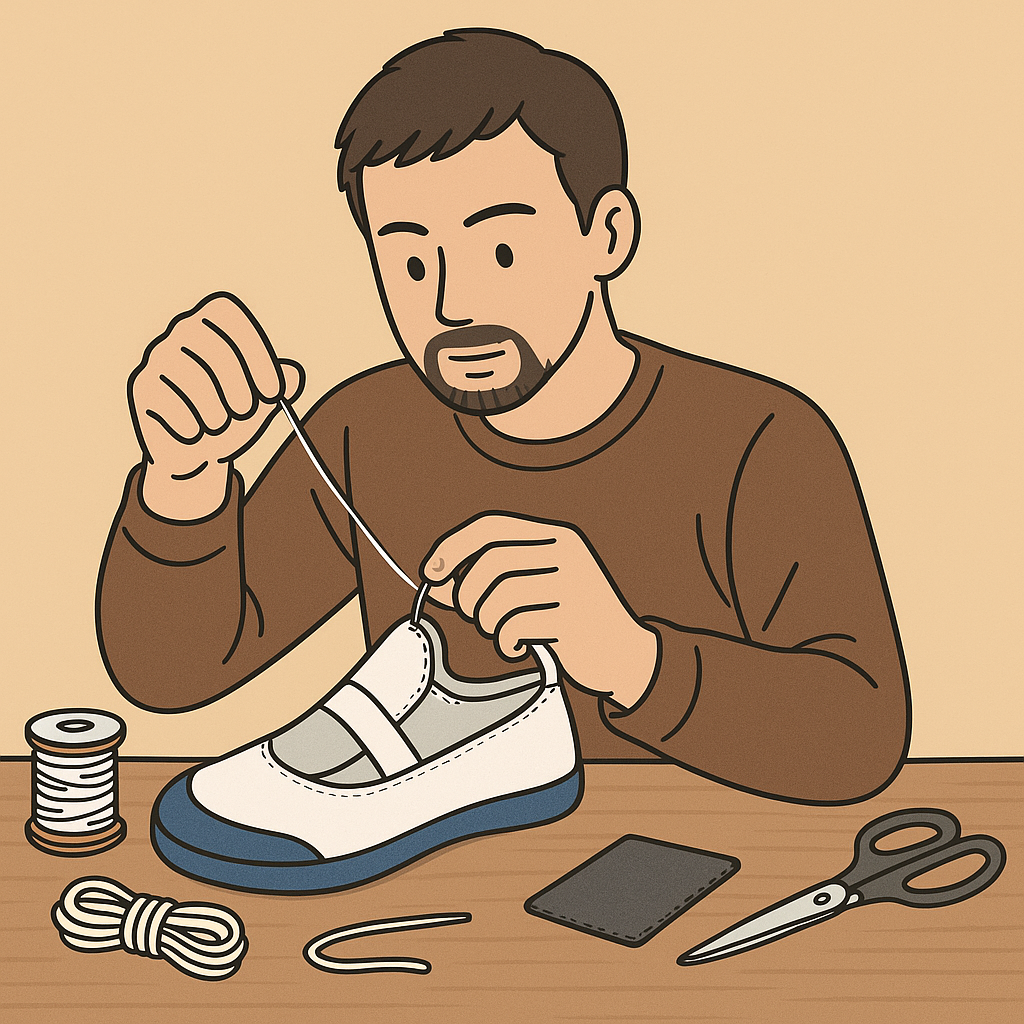 <h1>上履きのかかと紐を手縫いで直す方法｜取れた・ない時にやさしく補修するコツ</h1>